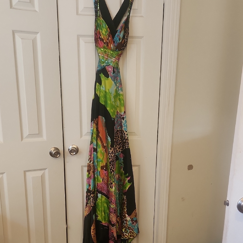 Multicolor V-Neck Maxi Dress